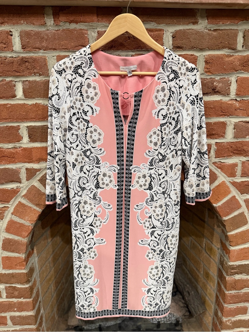 Sandra Darren Pink, White & Black Floral Lace-Print Tunic